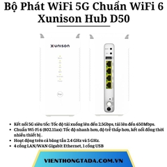 Xunison Hub D50 | Bộ Phát WiFi 5G Chuẩn WiFi 6, Tốc Độ Cao, Băng Tần Kép, 4 Cổng WAN/LAN | Hàng Chính Hãng
