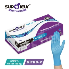 Superieur / Găng tay không bột Nitrile màu Xanh / màu Đen