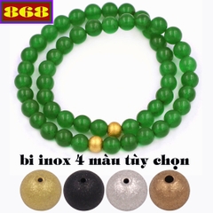 Vòng chuỗi đôi 6 ly đá thạch anh xanh rêu charm bi inox VTAXRHBD