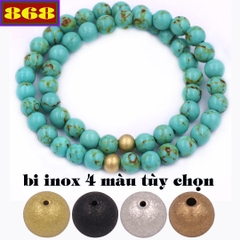 Vòng chuỗi đôi 6 ly đá thiên hà charm bi inox VDTHHBD