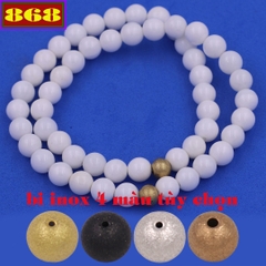 Vòng chuỗi đôi 6 ly san hô trắng charm bi inox VSHTRHBD