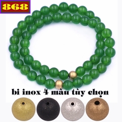 Vòng chuỗi đôi 6 ly đá thạch anh xanh lá charm bi inox VTAXLHBD