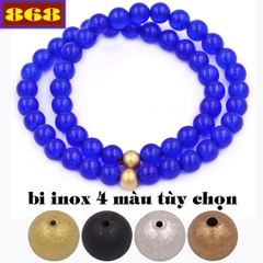 Vòng chuỗi đôi 6 ly đá thạch anh xanh dương charm bi inox VTAXDHBD