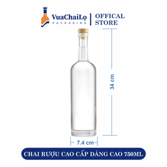 Chai Rượu Cao Cấp Dáng Cao 750ML