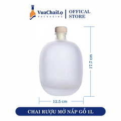 Chai Rượu Mờ Nắp Gỗ 1L