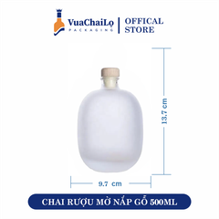 Chai Rượu Mờ Nắp Gỗ 500ML
