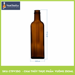 Chai Thủy Tinh Thực Phẩm Vuông 250ml