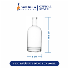 Chai Rượu FTJ Dáng Lùn 500ML