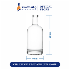 Chai Rượu FTJ Dáng Lùn 750ML