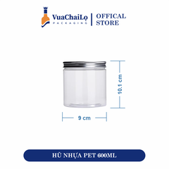 Hũ Nhựa PET Nắp Nhôm 600ml