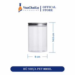 Hũ Nhựa PET Nắp Nhôm 900ml