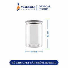 Hũ nhựa nắp nhôm xé 600ml