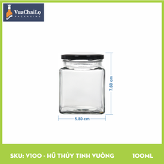 Hũ Thủy Tinh Vuông 100ml