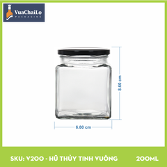 Hũ Thủy Tinh Vuông 200ml