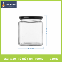 Hũ Thủy Tinh Vuông 380ml