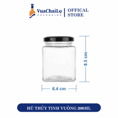 Hũ Thủy Tinh Vuông 200ml