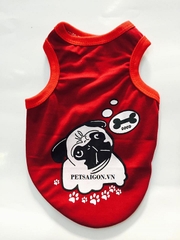 Áo Cho Chó Mèo  Dạng Ba Lỗ In Hình Bulldog