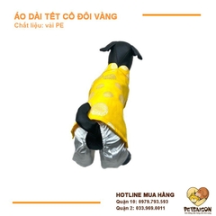 Áo Tết Cho Chó Mèo - Áo Dài Tết Cổ Đôi Vàng