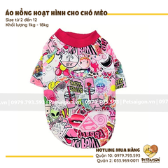 Áo Cho Chó Mèo Màu Hồng Hoạt Hình