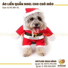 Áo Liền Quần Cho Chó Mèo Cosplay Ông Già Noel