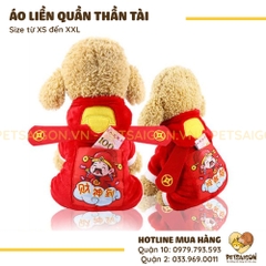 Áo Liền Quần Cho Chó Mèo Hình Thần Tài
