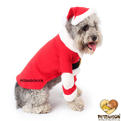 Áo Liền Quần Cho Chó Mèo Cosplay Ông Già Noel
