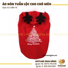 Áo Cho Chó Mèo Có Nón Hình Tuần Lộc