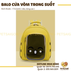 Balo Cho Chó Mèo Cửa Vòm Trong Suốt