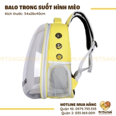 Balo Vận Chuyển Chó Mèo Trong Suốt Hình Mèo