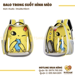 Balo Vận Chuyển Chó Mèo Trong Suốt Hình Mèo