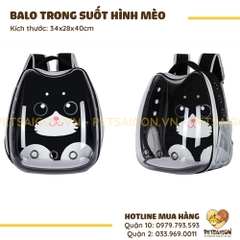 Balo Vận Chuyển Chó Mèo Trong Suốt Hình Mèo