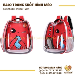 Balo Vận Chuyển Chó Mèo Trong Suốt Hình Mèo