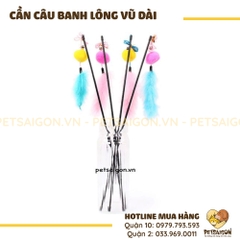 Đồ Chơi Cho Mèo Cần Câu Banh Lông Vũ Dài