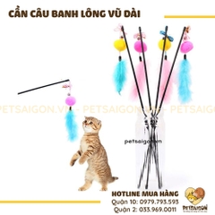 Đồ Chơi Cho Mèo Cần Câu Banh Lông Vũ Dài