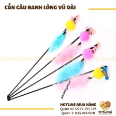 Đồ Chơi Cho Mèo Cần Câu Banh Lông Vũ Dài
