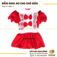 Đầm Cho Chó Mèo Noel Đính Nơ