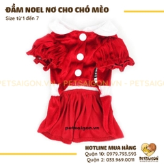 Đầm Cho Chó Mèo Noel Đính Nơ