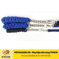 Dây Dắt Cho Chó Lớn Kèm Vòng Cổ Dạng Dây Dù Bím Đan Chéo