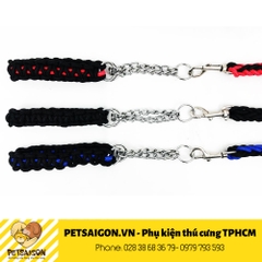 Dây Dắt Cho Chó Lớn Kèm Vòng Cổ Dạng Dây Dù Bím Đan Chéo