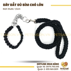 Dây Dắt Cho Chó Lớn Kèm Vòng Cổ Dạng Dây Dù Bím Đan Chéo