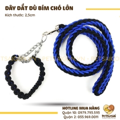 Dây Dắt Cho Chó Lớn Kèm Vòng Cổ Dạng Dây Dù Bím Đan Chéo