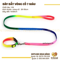 Dây Dắt Cho Chó Mèo Kèm Vòng Cổ 7 Màu