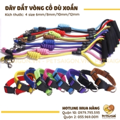 Dây Dắt Cho Chó Kèm Vòng Cổ Dù Xoắn