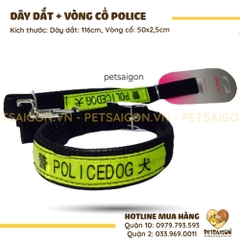 Dây Dắt Kèm Vòng Cổ Cho Chó Mèo Police