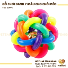 Đồ Chơi Cho Chó Mèo Banh 7 Màu Có Chuông Bên Trong