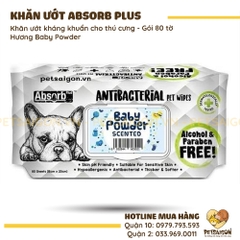 Khăn Giấy Ướt Cho Chó Mèo Absorb Plus Kháng Khuẩn Khử Mùi