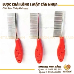 Lược Chải Lông Cho Chó Mèo 1 Mặt Cán Nhựa