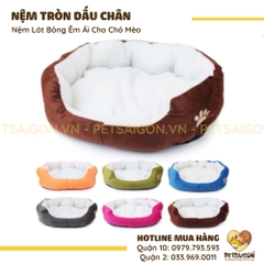 Nệm Cho Chó Mèo Hình Tròn In Dấu Chân