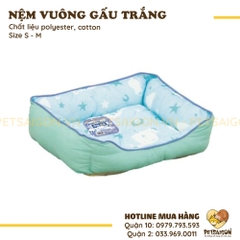 Nệm Cho Chó Mèo Gấu Trắng Hình Vuông