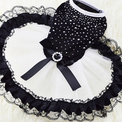 Đầm Cho Chó Mèo Công Chúa Đính Hạt Màu Đen